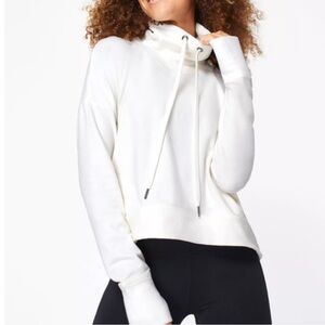 Sweaty Betty Harmonise Luxe Fleece Pullover Sweatshirt White Ivory Small